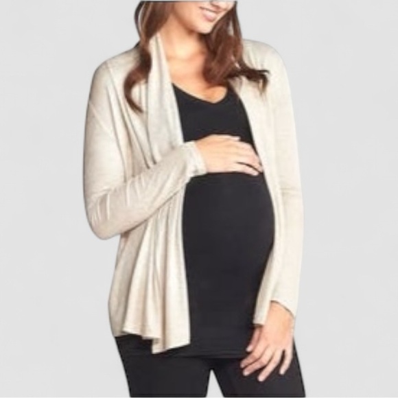 Tart Maternity Lexa Wrap Open Front Cardigan - Beige, Oatmeal, Size Medium - Picture 4 of 4